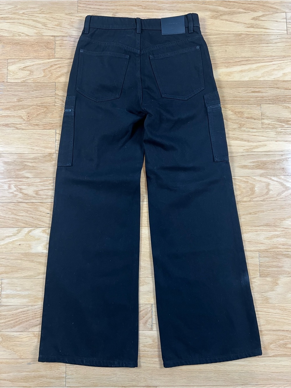 NWT MISS SIXTY Black Flared Cargo Denim Jeans with Zipper Pockets in Size XS - Picture 13 of 16